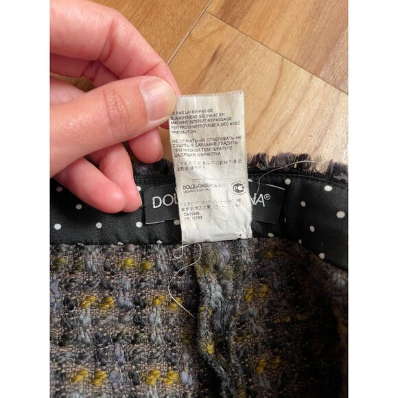 Vintage Dolce & Gabbana Wool Tweed Pants Gray Olive Tailored Trousers IT 42 US 6 - Picture 7 of 16